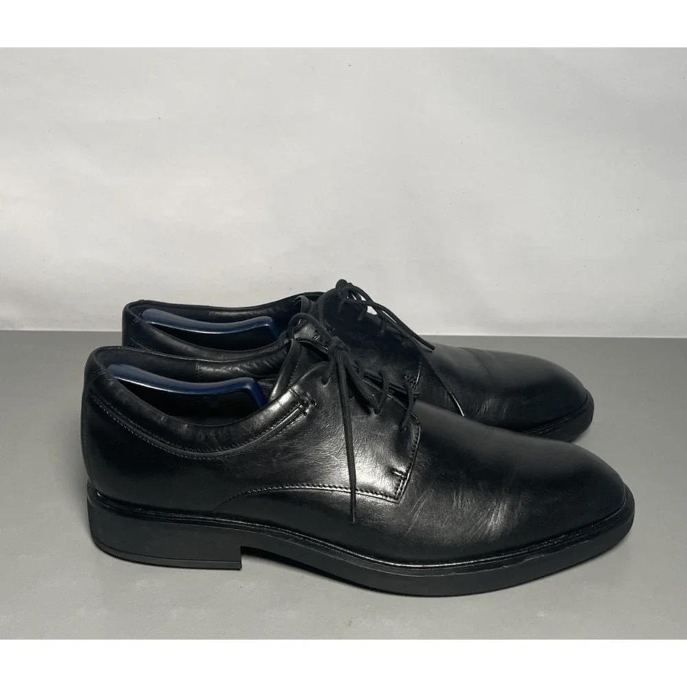 ECCO Vitrus Plain Toe Derby Black Leather Men's Size 12 / EU 46